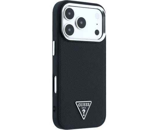 Guess Grained Triangle Logo MagSafe Aizsargapvalks priekš iPhone 18 Pro / melns Neoriģinālie Maciņi