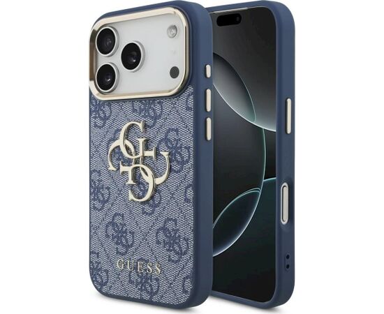 Guess 4G Big 4G Classic Logo Case Aizsargapvalks priekš iPhone 18 Pro / blue gold Neoriģinālie Maciņi