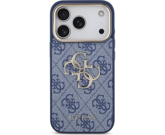 Guess 4G Big 4G Classic Logo Case Aizsargapvalks priekš iPhone 18 Pro / blue gold Neoriģinālie Maciņi