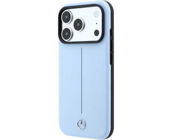 Mercedes Leather Semi Wrap Iconic Line MagSafe Aizsargapvalks priekš iPhone 18 Pro Max / 17 Pro Max / zils Neoriģinālie Maciņi