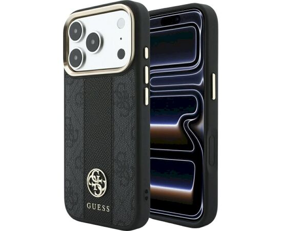 Guess 4G with Stripe Round and Classic Logos MagSafe Aizsargapvalks priekš iPhone 18 Pro / iPhone 17 Pro / melns Neoriģinālie Maciņi