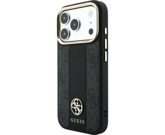 Guess 4G with Stripe Round and Classic Logos MagSafe Aizsargapvalks priekš iPhone 18 Pro / iPhone 17 Pro / melns Neoriģinālie Maciņi