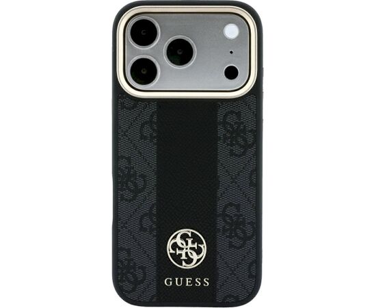 Guess 4G with Stripe Round and Classic Logos MagSafe Aizsargapvalks priekš iPhone 18 Pro / iPhone 17 Pro / melns Neoriģinālie Maciņi