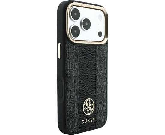 Guess 4G with Stripe Round and Classic Logos MagSafe Aizsargapvalks priekš iPhone 18 Pro / iPhone 17 Pro / melns Neoriģinālie Maciņi