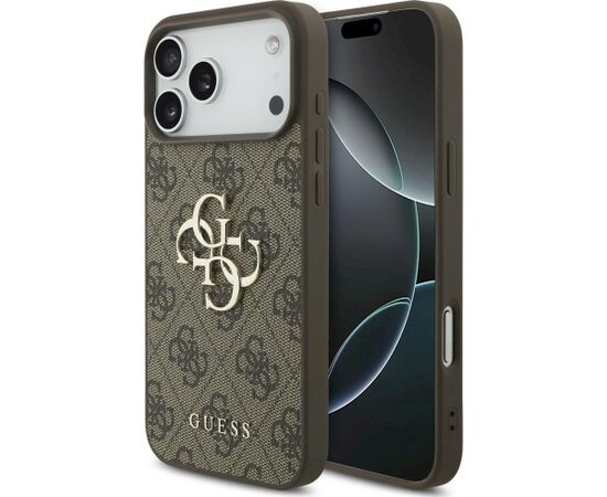 Guess 4G Big Logo Case Aizsargapvalks priekš iPhone 18 Pro / iPhone 17 Pro / brūns Neoriģinālie Maciņi