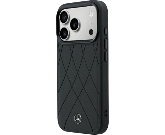 Mercedes Leather Crossed Lines MagSafe Aizsargapvalks priekš iPhone 18 Pro /17 Pro / melns Neoriģinālie Maciņi