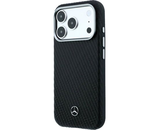 Mercedes Leather Semi Wrap Wood Effect MagSafe Aizsargapvalks priekš iPhone 18 Pro / 17 Pro / melns Neoriģinālie Maciņi