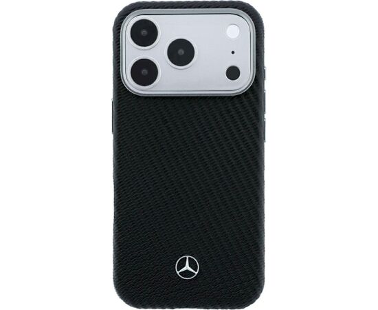 Mercedes Leather Semi Wrap Wood Effect MagSafe Aizsargapvalks priekš iPhone 18 Pro / 17 Pro / melns Neoriģinālie Maciņi