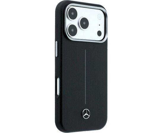 Mercedes Leather Semi Wrap Iconic Line MagSafe Aizsargapvalks priekš iPhone 18 Pro Max / 17 Pro Max / melns Neoriģinālie Maciņi