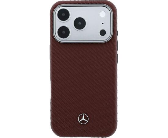Mercedes Leather Semi Wrap Wood Effect MagSafe Aizsargapvalks priekš iPhone 18 Pro Max / 17 Pro Max / bordo Neoriģinālie Maciņi