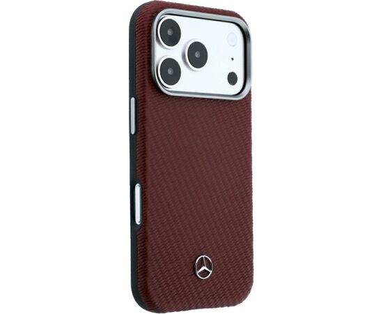 Mercedes Leather Semi Wrap Wood Effect MagSafe Aizsargapvalks priekš iPhone 18 Pro Max / 17 Pro Max / bordo Neoriģinālie Maciņi