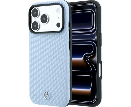 Mercedes Leather Semi Wrap Wood Effect MagSafe Aizsargapvalks priekš iPhone 18 Pro Max / 17 Pro Max / zils Neoriģinālie Maciņi