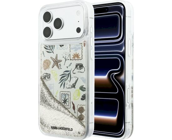 Karl Lagerfeld Liquid Glitter Beach & Sand Case Aizsargapvalks priekš iPhone 18 Pro Max / iPhone 17 Pro Max / bēšs Neoriģinālie Maciņi