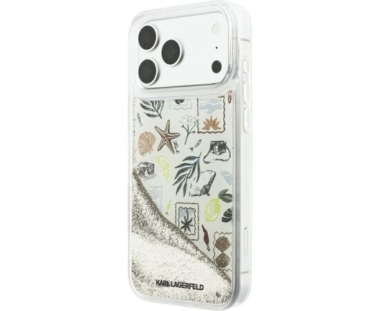 Karl Lagerfeld Liquid Glitter Beach & Sand Case Aizsargapvalks priekš iPhone 18 Pro Max / iPhone 17 Pro Max / bēšs Neoriģinālie Maciņi