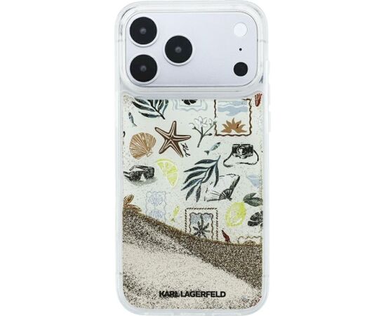 Karl Lagerfeld Liquid Glitter Beach & Sand Case Aizsargapvalks priekš iPhone 18 Pro Max / iPhone 17 Pro Max / bēšs Neoriģinālie Maciņi