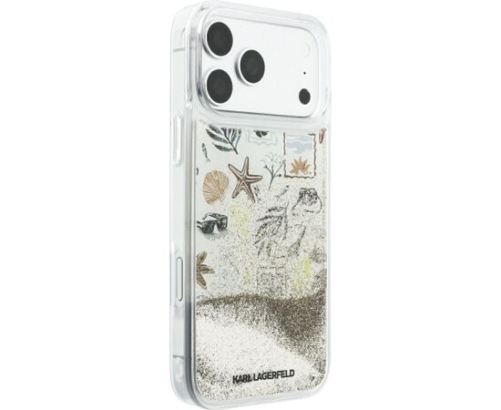 Karl Lagerfeld Liquid Glitter Beach & Sand Case Aizsargapvalks priekš iPhone 18 Pro Max / iPhone 17 Pro Max / bēšs Neoriģinālie Maciņi