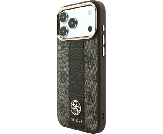 Guess 4G with Stripe Round and Classic Logos MagSafe Aizsargapvalks priekš iPhone 18 Pro / iPhone 17 Pro / brūns Neoriģinālie Maciņi