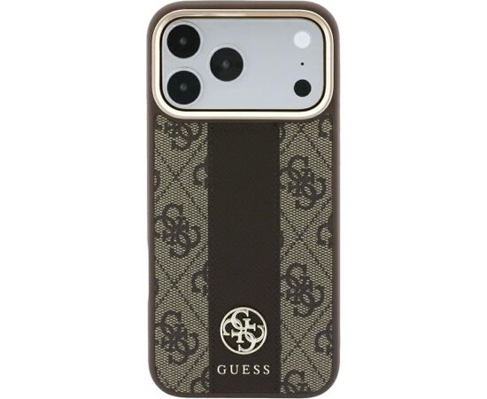Guess 4G with Stripe Round and Classic Logos MagSafe Aizsargapvalks priekš iPhone 18 Pro / iPhone 17 Pro / brūns Neoriģinālie Maciņi