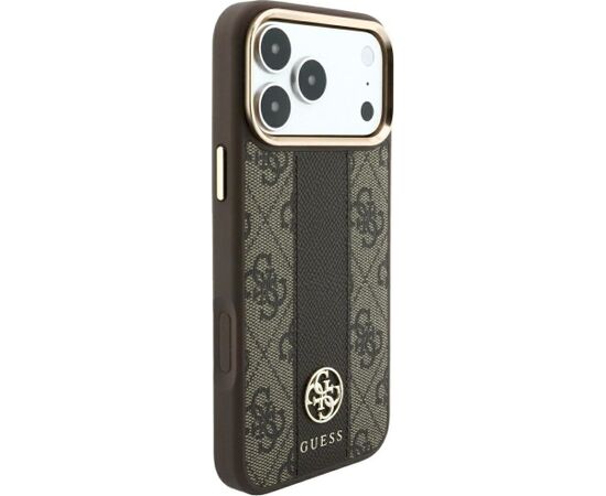 Guess 4G with Stripe Round and Classic Logos MagSafe Aizsargapvalks priekš iPhone 18 Pro / iPhone 17 Pro / brūns Neoriģinālie Maciņi
