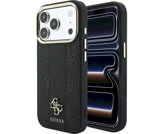 Guess Stripe Peony 4G Logo MagSafe Aizsargapvalks priekš iPhone 18 Pro Max / iPhone 17 Pro Max / melns Neoriģinālie Maciņi