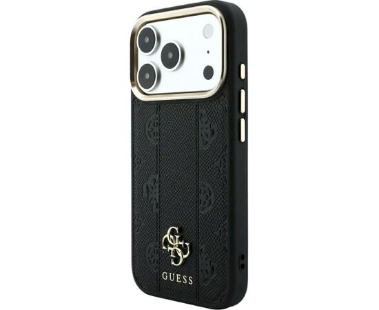Guess Stripe Peony 4G Logo MagSafe Aizsargapvalks priekš iPhone 18 Pro Max / iPhone 17 Pro Max / melns Neoriģinālie Maciņi
