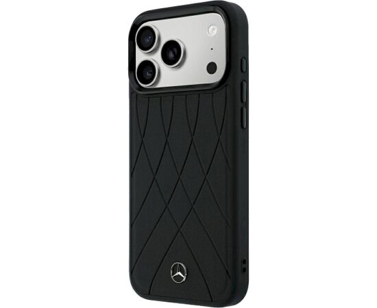 Mercedes Leather Crossed Lines MagSafe Aizsargapvalks priekš iPhone 18 Pro Max/17 Pro Max / melns Neoriģinālie Maciņi