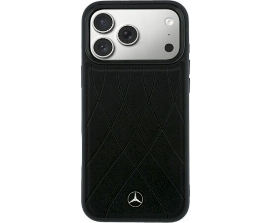 Mercedes Leather Crossed Lines MagSafe Aizsargapvalks priekš iPhone 18 Pro Max/17 Pro Max / melns Neoriģinālie Maciņi