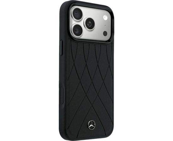 Mercedes Leather Crossed Lines MagSafe Aizsargapvalks priekš iPhone 18 Pro Max/17 Pro Max / melns Neoriģinālie Maciņi
