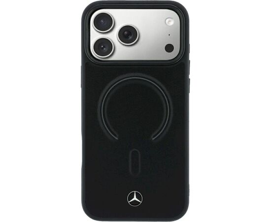 Mercedes Leather 3D MagSafe Aizsargapvalks priekš iPhone 18 Pro Max / 17 Pro Max / melns Neoriģinālie Maciņi