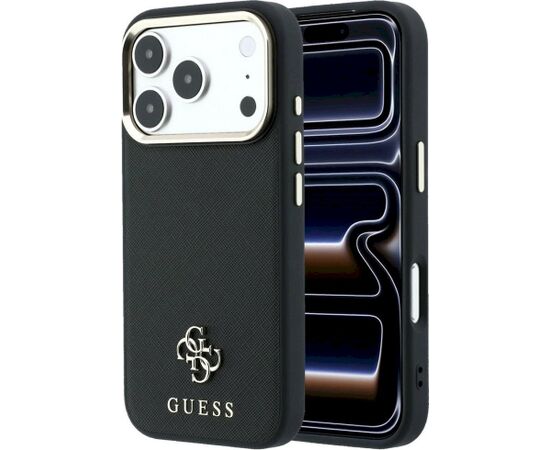 Guess Saffiano Small 4G & Classic Logo MagSafe Aizsargapvalks priekš iPhone 18 Pro Max/17 Pro Max / melns Neoriģinālie Maciņi