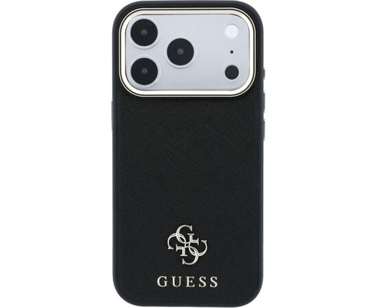 Guess Saffiano Small 4G & Classic Logo MagSafe Aizsargapvalks priekš iPhone 18 Pro Max/17 Pro Max / melns Neoriģinālie Maciņi