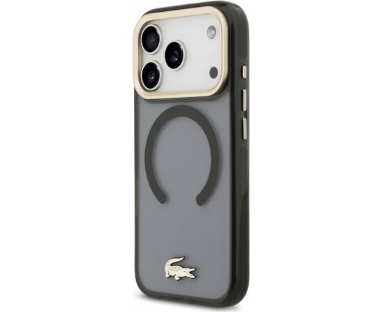 Lacoste IML Shockproof Petit Pique Gold Logo MagSafe Case Aizsargapvalks priekš iPhone 18 Pro / melns Neoriģinālie Maciņi