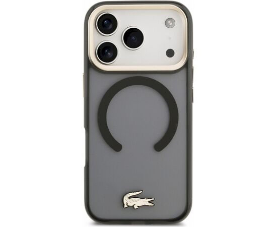 Lacoste IML Shockproof Petit Pique Gold Logo MagSafe Case Aizsargapvalks priekš iPhone 18 Pro / melns Neoriģinālie Maciņi