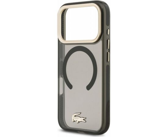 Lacoste IML Shockproof Petit Pique Gold Logo MagSafe Case Aizsargapvalks priekš iPhone 18 Pro / melns Neoriģinālie Maciņi