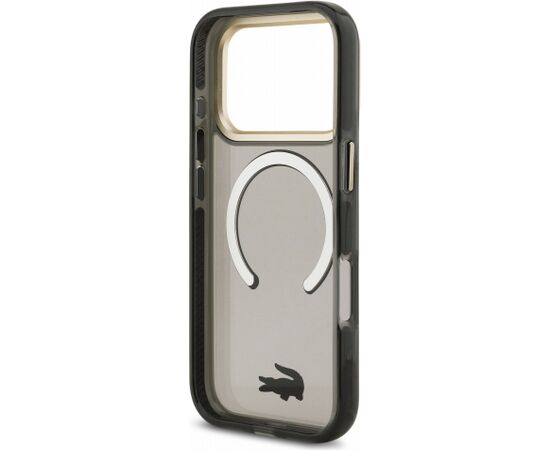 Lacoste IML Shockproof Petit Pique Gold Logo MagSafe Case Aizsargapvalks priekš iPhone 18 Pro / melns Neoriģinālie Maciņi