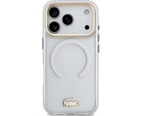 Lacoste IML Shockproof Petit Pique Gold Logo MagSafe Case Aizsargapvalks priekš iPhone 18 Pro / caurspīdīgs Neoriģinālie Maciņi