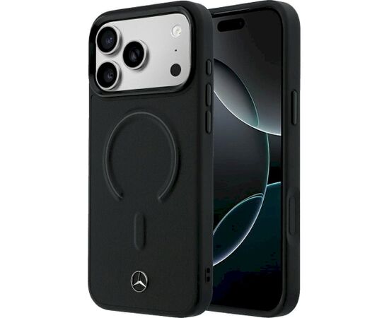 Mercedes Leather 3D MagSafe Aizsargapvalks priekš iPhone 18 Pro / 17 Pro / melns Neoriģinālie Maciņi