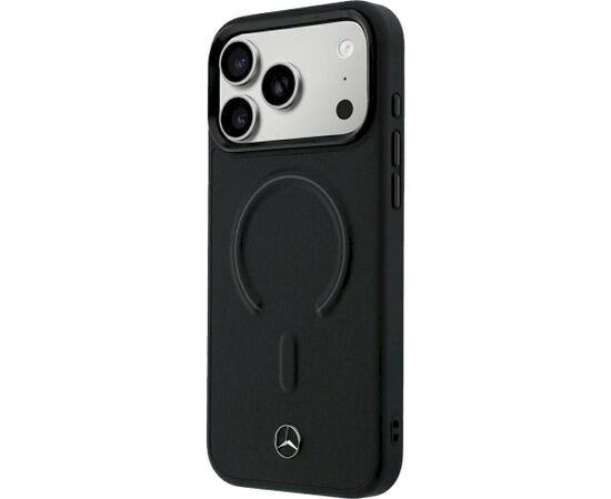 Mercedes Leather 3D MagSafe Aizsargapvalks priekš iPhone 18 Pro / 17 Pro / melns Neoriģinālie Maciņi