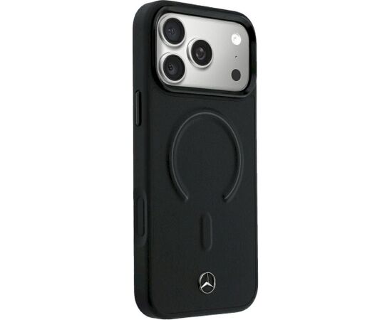 Mercedes Leather 3D MagSafe Aizsargapvalks priekš iPhone 18 Pro / 17 Pro / melns Neoriģinālie Maciņi