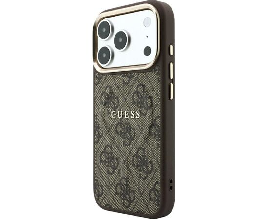 Guess Embossed 4G Classic MagSafe Aizsargapvalks priekš iPhone 18 Pro / iPhone 17 Pro / brūns Neoriģinālie Maciņi