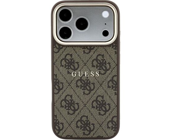 Guess Embossed 4G Classic MagSafe Aizsargapvalks priekš iPhone 18 Pro / iPhone 17 Pro / brūns Neoriģinālie Maciņi