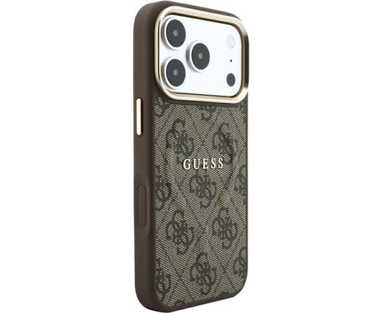 Guess Embossed 4G Classic MagSafe Aizsargapvalks priekš iPhone 18 Pro / iPhone 17 Pro / brūns Neoriģinālie Maciņi
