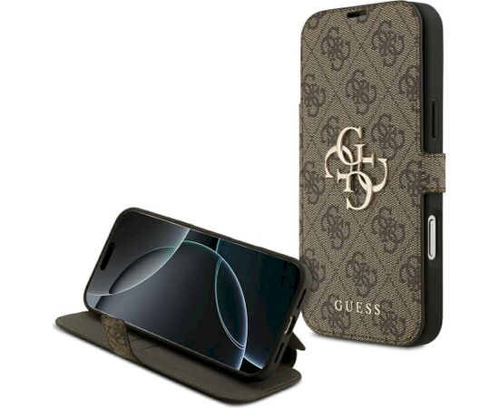 Guess Book 4G Metal Logo Case Aizsargapvalks priekš iPhone 18 Pro Max / iPhone 17 Pro Max / brūns Neoriģinālie Maciņi