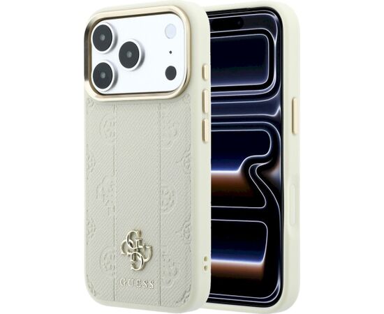 Guess Stripe Peony 4G Logo MagSafe Aizsargapvalks priekš iPhone 18 Pro / iPhone 17 Pro / bēšs Neoriģinālie Maciņi