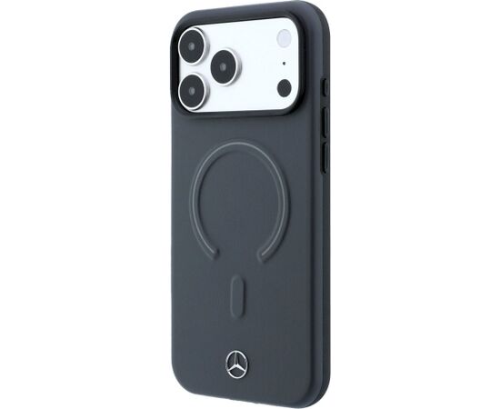 Mercedes Leather 3D MagSafe Aizsargapvalks priekš iPhone 18 Pro / 17 Pro / antracīts Neoriģinālie Maciņi