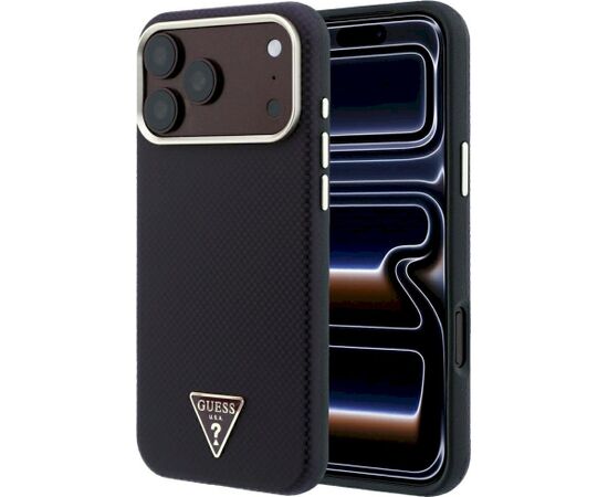 Guess Kevlar Triangle Logo MagSafe Aizsargapvalks priekš iPhone 18 Pro Max / 17 Pro Max / burgundy Neoriģinālie Maciņi