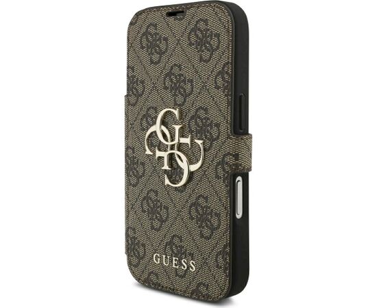 Guess Book 4G Metal Logo Case Aizsargapvalks priekš iPhone 18 Pro / iPhone 17 Pro / brūns Neoriģinālie Maciņi