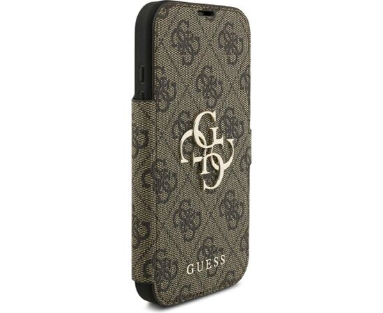 Guess Book 4G Metal Logo Case Aizsargapvalks priekš iPhone 18 Pro / iPhone 17 Pro / brūns Neoriģinālie Maciņi