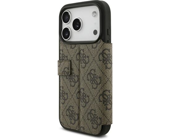 Guess Book 4G Metal Logo Case Aizsargapvalks priekš iPhone 18 Pro / iPhone 17 Pro / brūns Neoriģinālie Maciņi