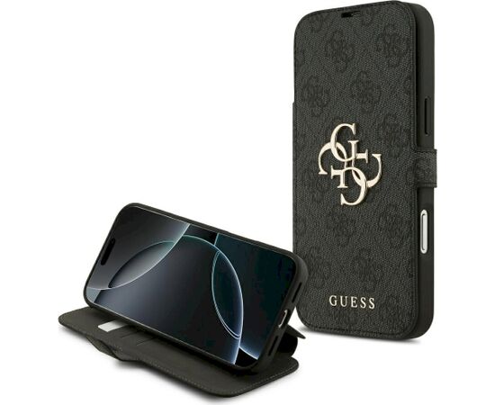Guess Book 4G Metal Logo Case Aizsargapvalks priekš iPhone 18 Pro Max / iPhone 17 Pro Max / melns Neoriģinālie Maciņi